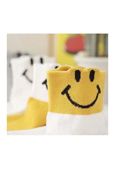 REYNBOO SOCKS 5 чифта дамски чорапи до глезена с шарка на усмивки и емотикони в различни цветове