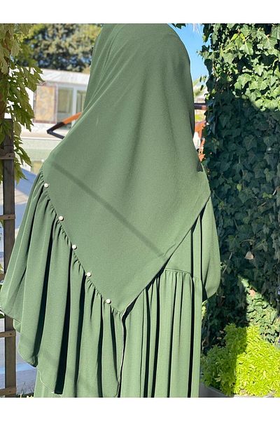 NAKŞİDİL Khaki Pearl Detail Medina Silk Shawl