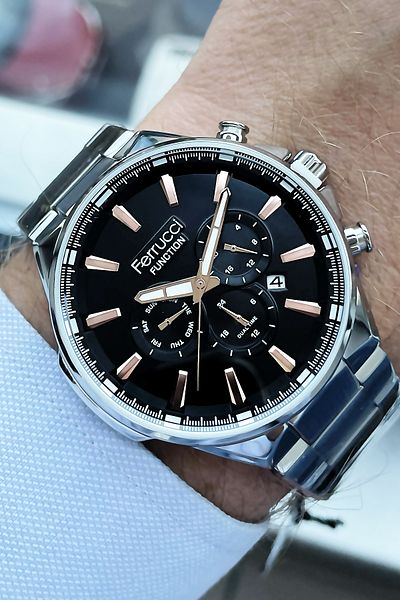 Ferrucci Function Men's Wristwatch 3 ATM Waterproof Silver Color Steel Strap + Gift Bracelet FRE2033C2