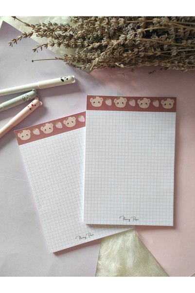 Flowery Paper Çilekli ayıcık Notepad A5 - Memopad, Bloknot, Defter, Not Kağıdı