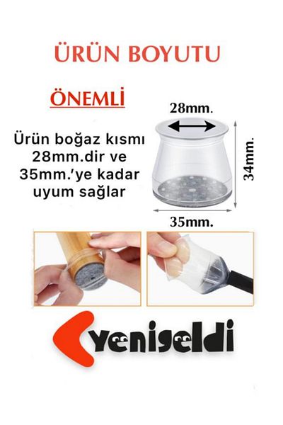 Yenigeldi 8 Pieces Felted Medium Large (35MM*28MM) Silicone Table Chair Shoe Non-Slip Floor Protector