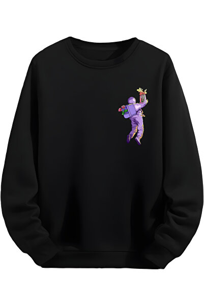 MAGORS Hanorac negru cu imprimeu astronaut