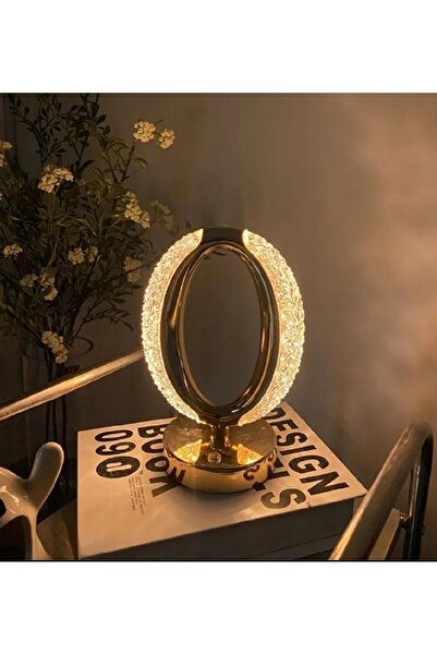hediyeconcepti Kristal Elmas Masa Lambası LED Usb Şarj Edilebilir Başucu Deko...