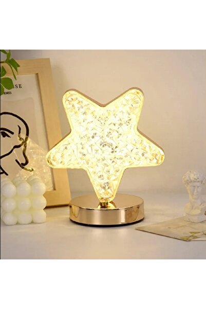 hediyeconcepti Kristal Elmas Masa Lambası LED Usb Şarj Edilebilir Başucu Dekoratif Masaüstü Gece Lambası