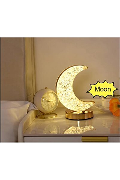 hediyeconcepti Kristal Elmas Masa Lambası LED Usb Şarj Edilebilir Başucu Deko...