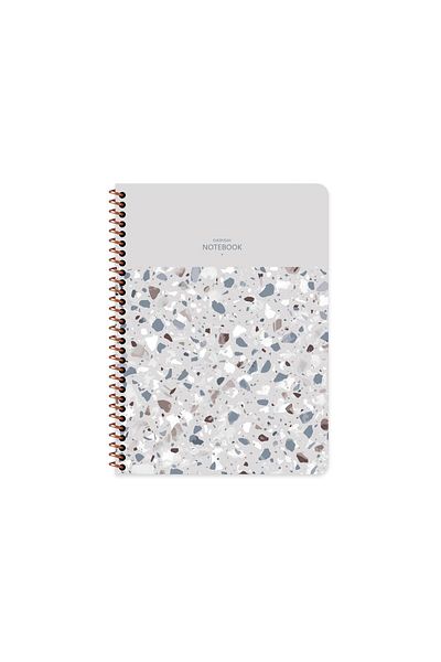 KESKİN COLOR STRIPED 16x22 CM 80 SHEETS PLASTIC COVER WIRE NOTEBOOK 60 GRAM WHITE PAGE TERAZZO