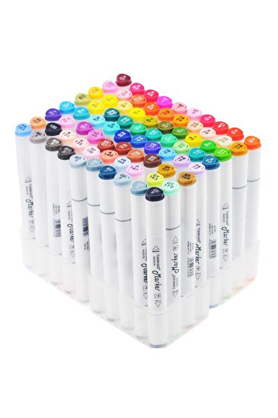 TİFOYS 80 Li Set Çift Taraflı Marker Kalem Seti Plastik Çantalı