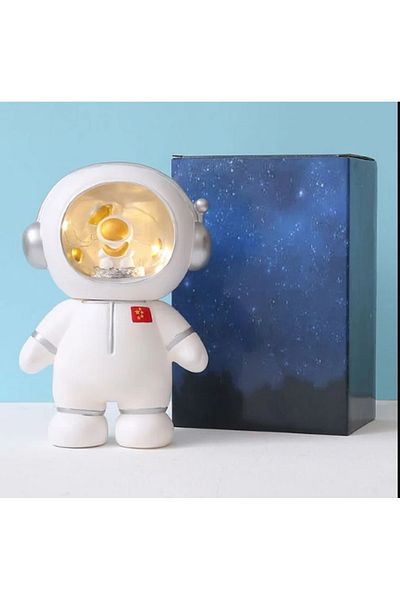 hediyeconcepti Νυχτερινό φωτιστικό κομοδίνου Hero Astronaut Resin Piggy Bank