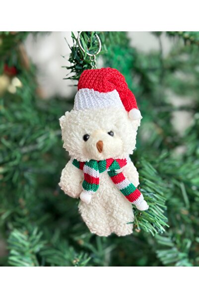 QUEEN AKSESUAR المستوردة الفاخرة السنة الجديدة هدية عيد الميلاد ألعاب من نسيج مخملي مع قبعة تيدي بير المفاتيح زخرفة شجرة الصنوبر رقم 2