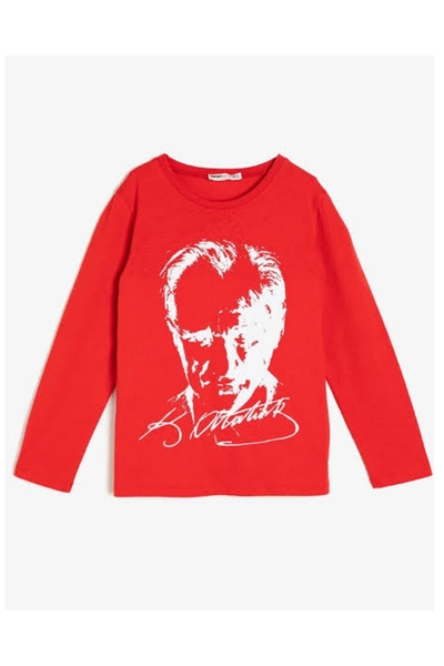 hn sport Full Likra Kırmızı Uzun Kollu Atatürk Baskılı Tişört Badi Body T-shirt