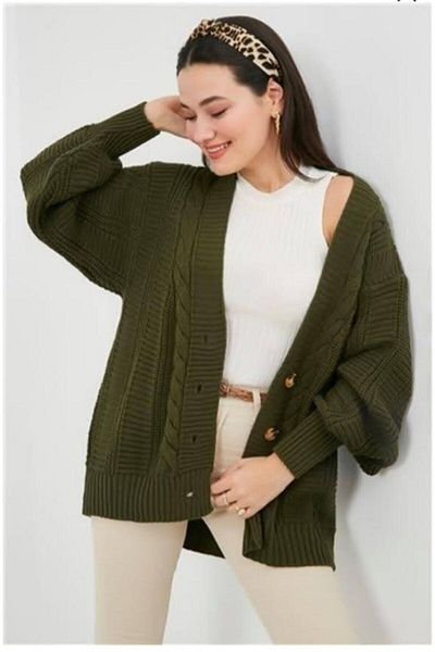OSY Boutique Women's Knitted Patterned Loose Cardigan