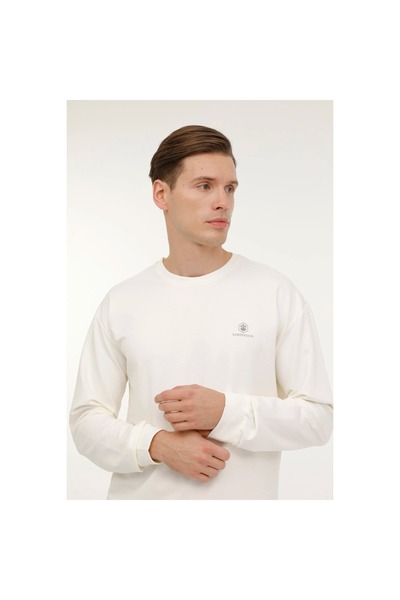 lumberjack Basic C Neck Men's Ecru Crew Neck Sweatshirt