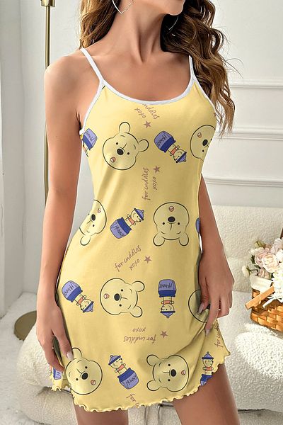 PEMBİŞ HOMEWEAR Hunny2 Dolce Trend Nightgown Pooh Printed Pajama Set