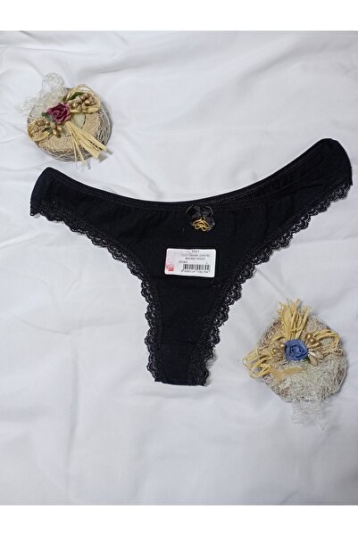 anıt iç giyim Anıt 3533 Tırnak Dantelli Kadın Tanga /Siyah