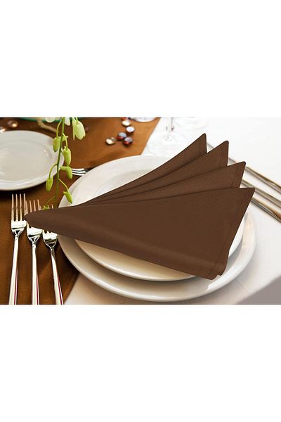 Zeren Home Σετ υφασμάτινη χαρτοπετσέτα σερβιρίσματος Dertless 6 τεμαχίων καφέ
