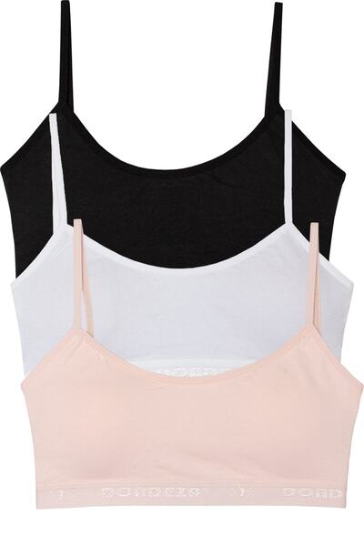 jilly jo Young Girl Padded Rope Strap Plain First Bra 3-Piece