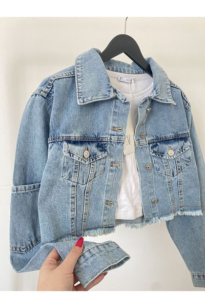 Ekim Store Jachetă de blugi din denim cu mâneci și buzunare