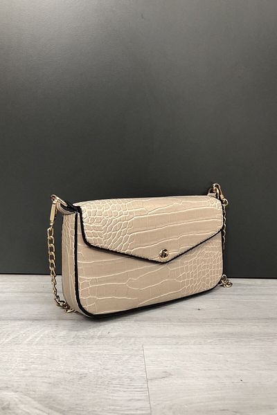 AGOÇANTA Geantă de zi cu portofel cu model crocodil bej pentru femei