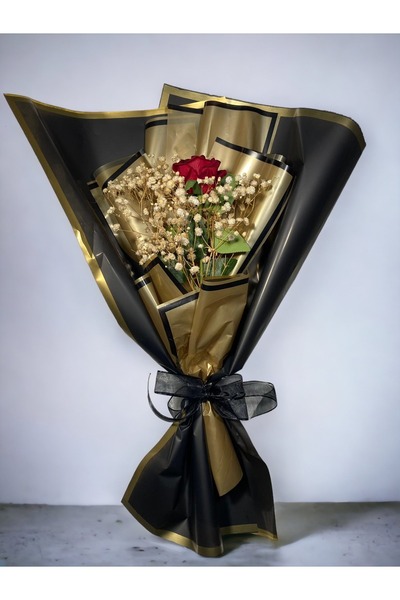 Yapay Buket Özel Yapay Tek Gül Ile Hazırlanmış Ölümsüz