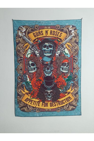 owl bag Tapiserie de perete cu model Metallica Guns And Roses BLUE