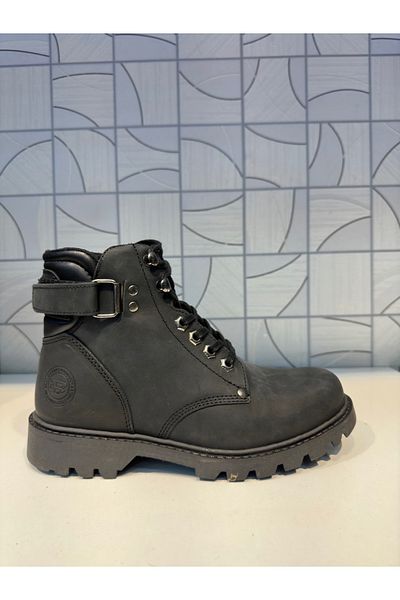 Riccardo Colli 802 Cizme unisex din piele naturală neagră, impermeabile, cu căptușeală caldă