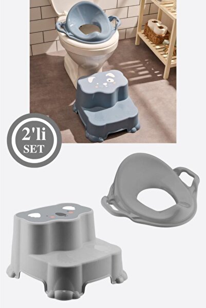 Non-slip Double Step Children's Stool and Toilet Seat with Handle Toilet Training Adapter Set of 2