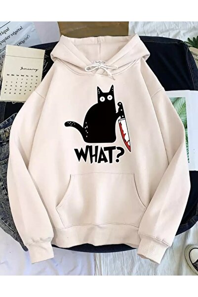 Tarzsokak Design special cu glugă Ce e? Hanorac de damă cu imprimeu Cat, comp...