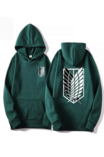Adrift Unisex zelena značka Attack on Titan Štampano dukserica sa kapuljačom ...