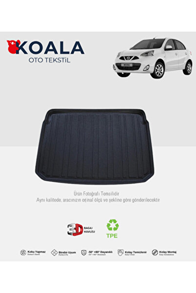 KoalaOtoTekstil Nissan Micra (2011-2019) 3d Bagaj Havuzu