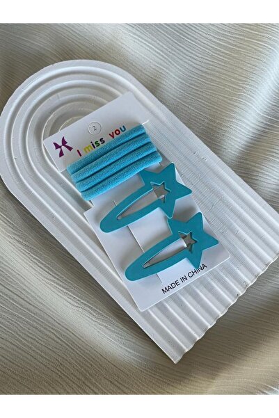 Rachel Rubber and Snap Star Patterned Blue Buckle Set