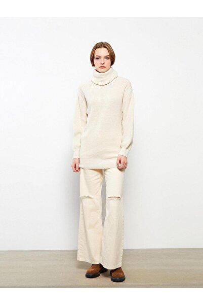 LC Waikiki LCW Casual Dik Yaka Düz Uzun Kollu Kadın Triko Tunik