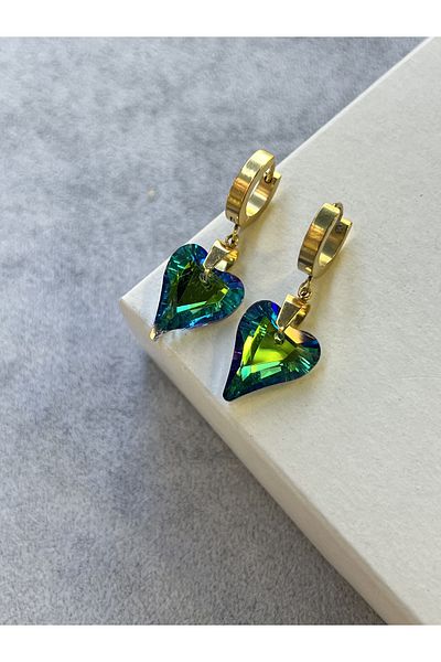 ilvesa shop Steel Hologram Minimal Heart Earrings
