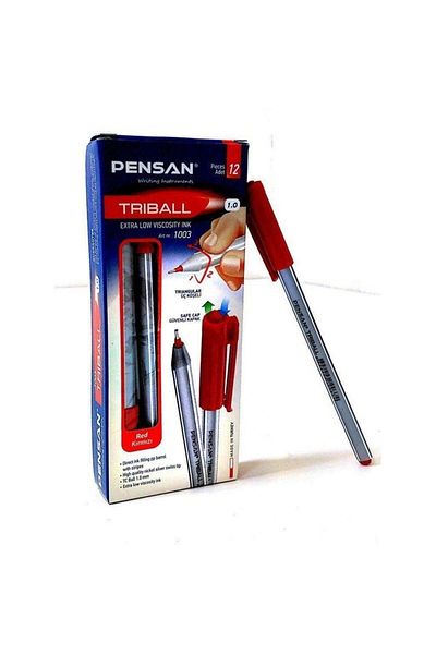 BIGG Triball Ballpoint Pen 12 Pcs Single Color Pack Red