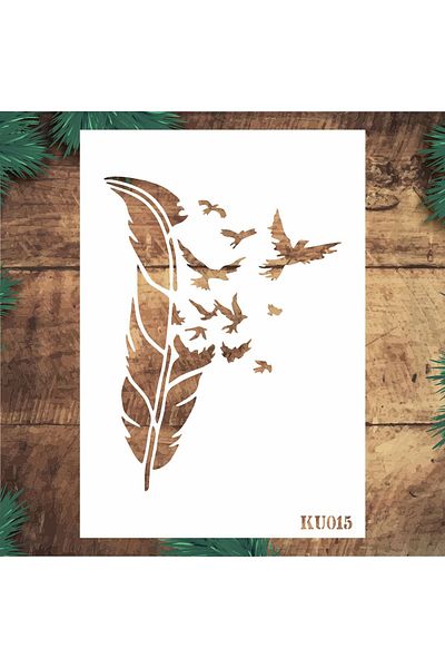 STENCİLTASARIM Stencil Design KU015 Birds - Decorative Wall and Item Painting Templates
