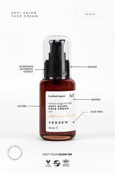 VERSEW Organik Anti Aging Kırışıklık Önleyici Yaşlanma Karşıtı Yüz Kremi 50 Ml