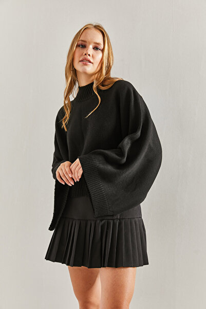 Bianco Lucci Pulover de damă, tricotaj pe jumătate cu gât, cu talie și mâneci elastice