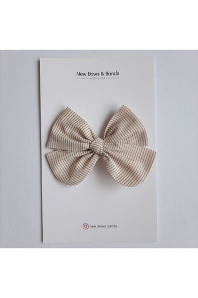 NEW BOWS BANDS إبزيم كريمي مخطط باللون البني للفتيات والأطفال