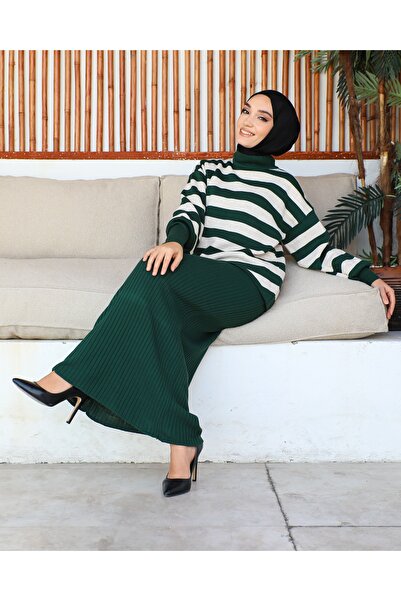 VİTA FASHİON Ριγέ πλεκτό κοστούμι VM109