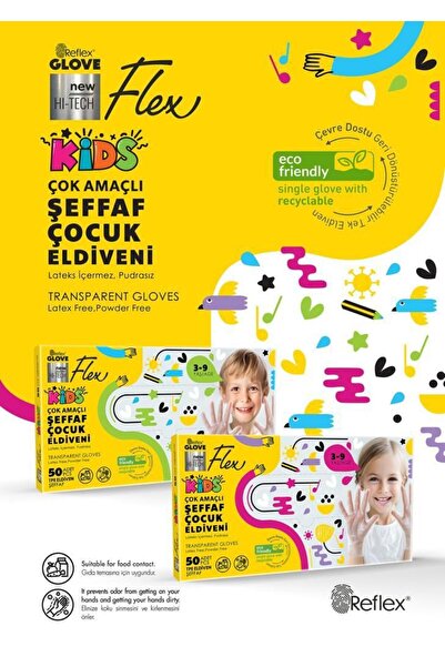 Flex ELDİVEN ŞEFFAF PUDRASIZ ÇOCUK ELDİVENİ 3-9 YAŞ 20'Lİ KUTU