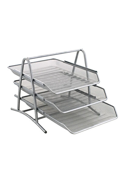 Globox Metal Perforated 3-Piece Gray Document Shelf