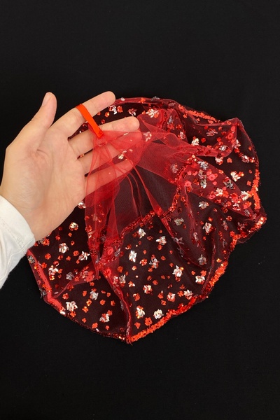 ZEYMERADE منديل العروس الأحمر، منديل حفل الزفاف، منديل الحناء الأحمر اللامع و...