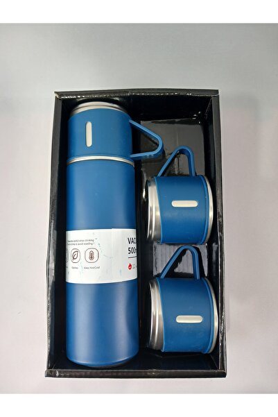 YKL Vacuum Flask Set Üç Bardaklı Kutulu Paslanmaz Çelik Termos Seti 500 Ml