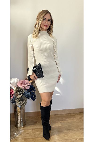 Cardella Rochie de tricotaj mini cu detaliu nasturi pe maneci