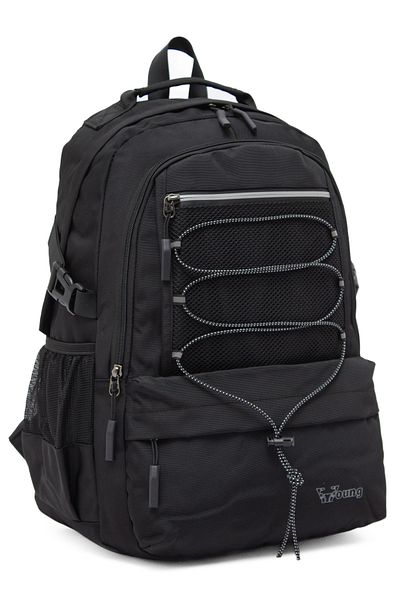 KAFF Young 51534 Black Black Unisex Multi-Pocket Water Resistant Backpack
