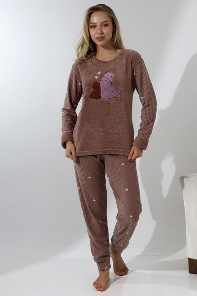 Wordex Σετ γυναικείες πιτζάμες Fwn 5015 βελούδινο Welsoft Fleece Winter Teddy Bear