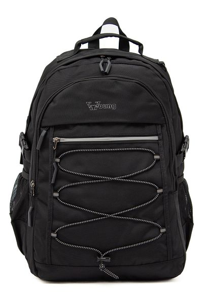 KAFF Young 51537 Black Black Unisex Multi-Pocket Water Resistant Backpack