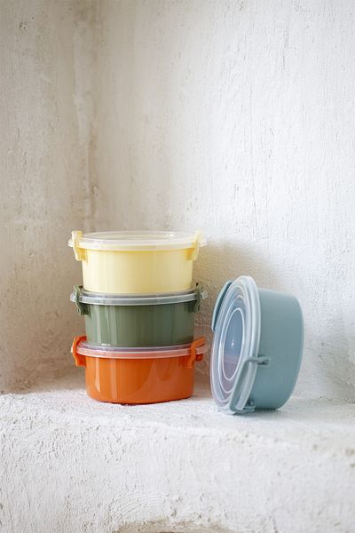 simplicity 4-Piece Tidy Pastel Storage Container Round Mini Suitable for Deepfreeze and Microwave Use