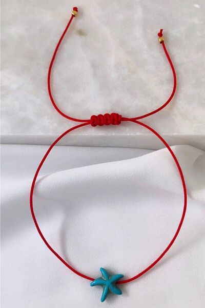 Designed By HŞ Women's Turquoise Starfish Rope Anklet