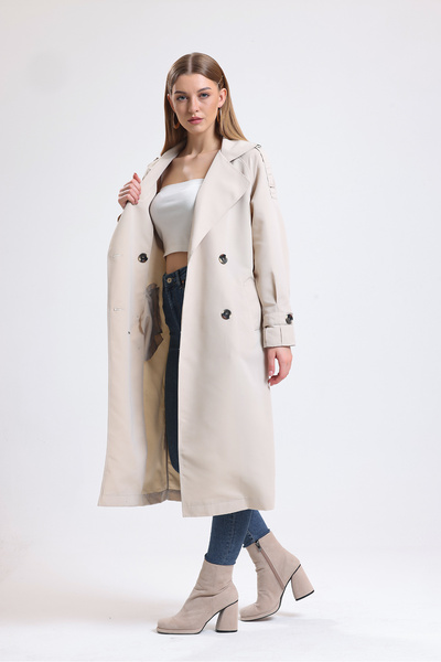 Seba Collection Kemerli Kruvaze Yaka Trençkot