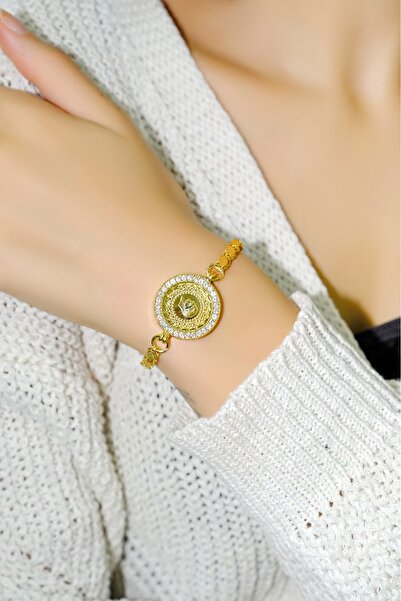 aytekgold 22 ayar pullu çeyrekli bileklik